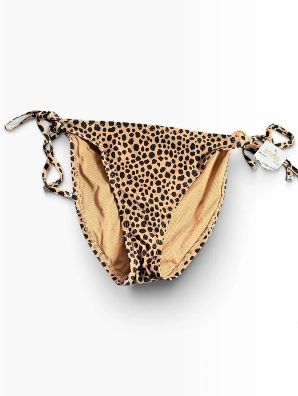 MICHEAL Michael Kors animal print string tie logo accent tassle bikini bottom